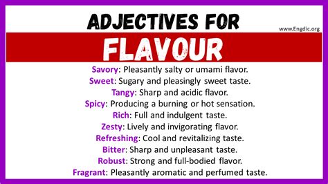 words to describe flavour.